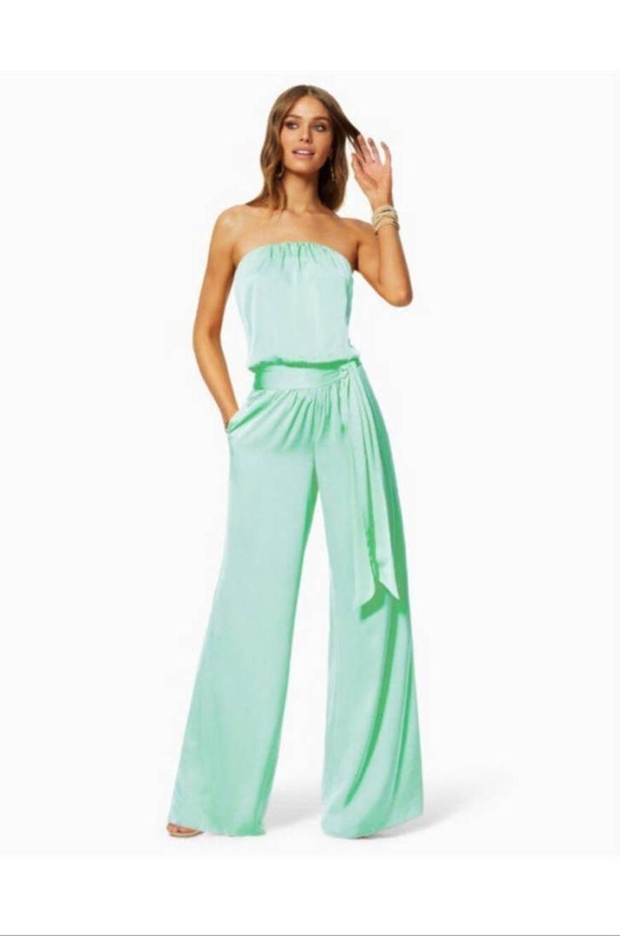 Ramy Brook Bree Strapless Jumpsuit In Summer Mint - M
